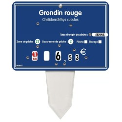 ETIQUETTE 140x100 mm Ardoisine bleue, à texte, 8 roulettes, patte PVC