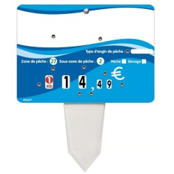 ETIQUETTE 140x100 mm Evasion, neutre, 8 roulettes, patte PVC cristal 