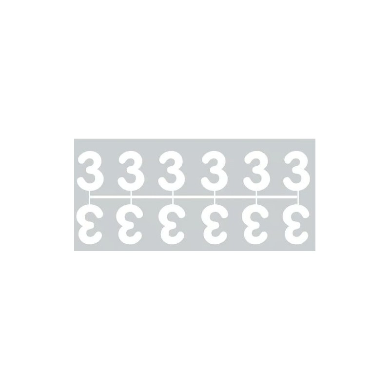 Pochette de 1 barrette de 12 chiffres à picots "3" blanc