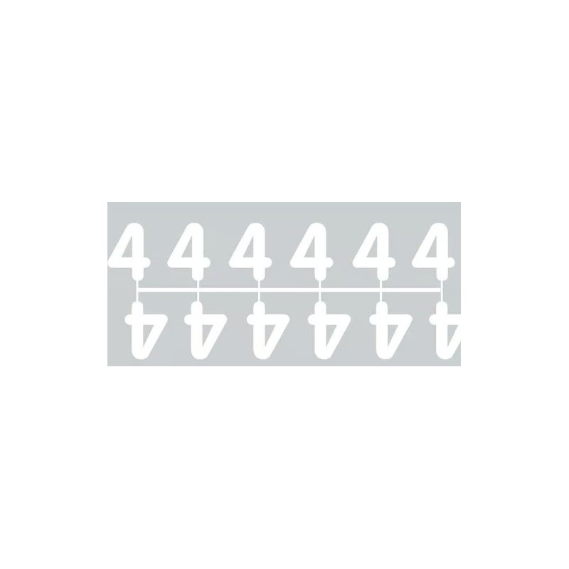 Pochette de 1 barrette de 12 chiffres à picots "4" blanc