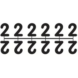 Pochette de 1 barrette de 12 chiffres à picots "2" noir