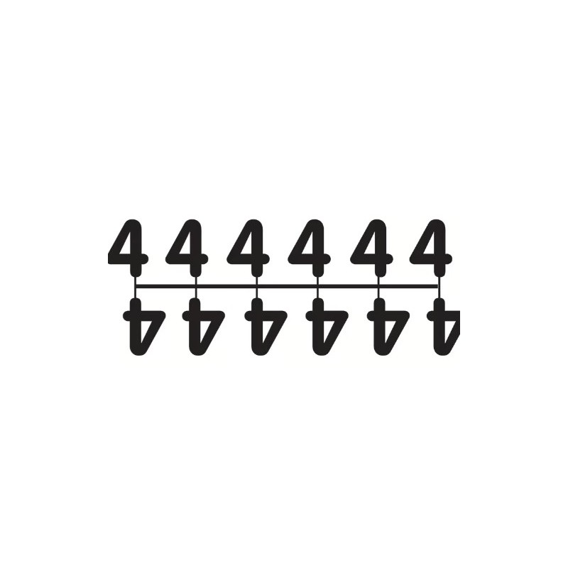 Pochette de 1 barrette de 12 chiffres à picots "4" noir