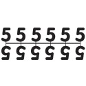 Pochette de 1 barrette de 12 chiffres à picots "5" noir