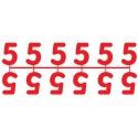 Pochette de 1 barrette de 12 chiffres à picots "5" rouge