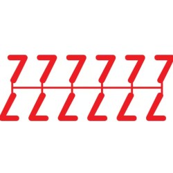 Pochette de 1 barrette de 12 chiffres à picots "7" rouge