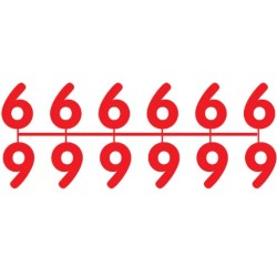 Pochette de 1 barrette de 12 chiffres à picots "6" rouge