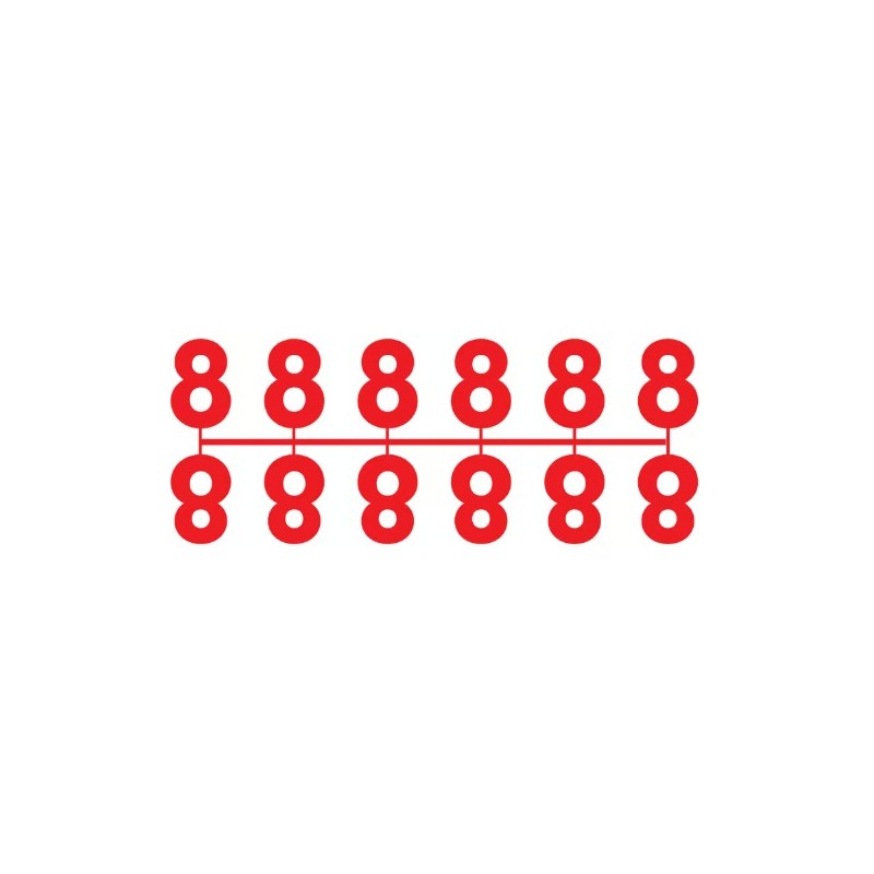 Pochette de 1 barrette de 12 chiffres à picots "8" rouge
