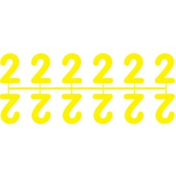 Pochette de 1 barrette de 12 chiffres à picots "2" jaune