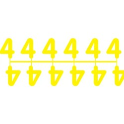 Pochette de 1 barrette de 12 chiffres à picots "4" jaune