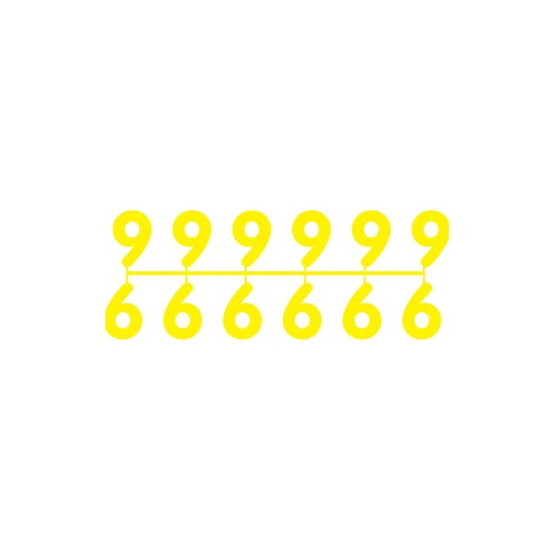 Pochette de 1 barrette de 12 chiffres à picots "9" jaune