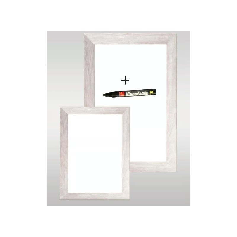PANNEAU 300x400 mm Liverpool Dibond blanc, faux cadre bois + 1 feutre