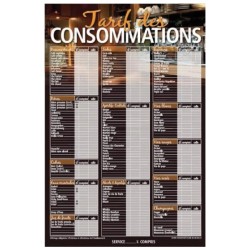 TARIF 440x660 mm Mokka Consommations + fil nylon