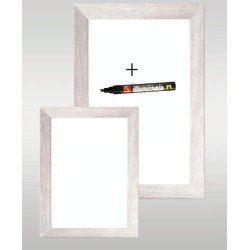 PANNEAU 400x600 mm Liverpool Dibond blanc, faux cadre bois + 1 feutre