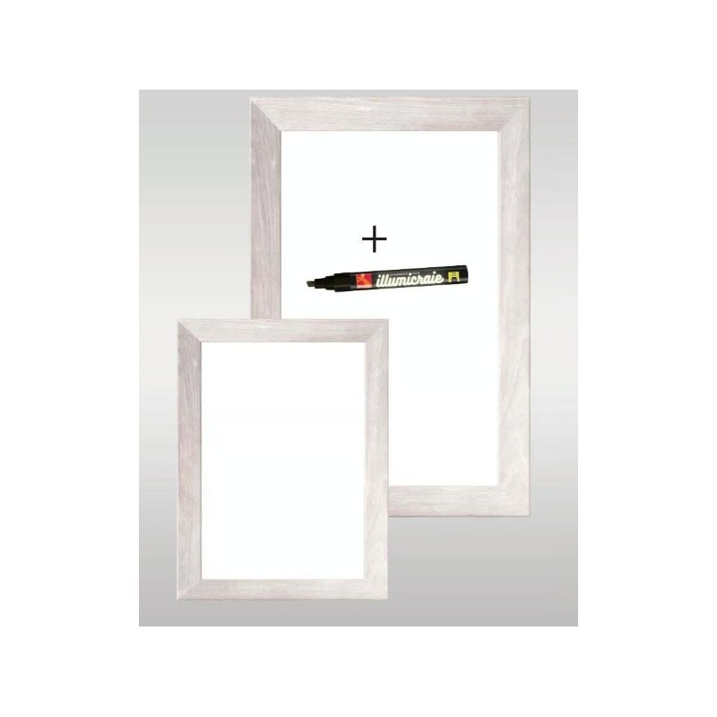PANNEAU 400x600 mm Liverpool Dibond blanc, faux cadre bois + 1 feutre