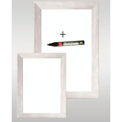 PANNEAU 600x800 mm Liverpool Dibond blanc, faux cadre bois + 1 feutre