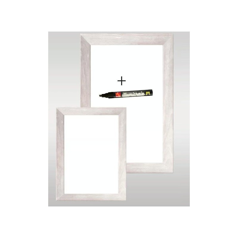 PANNEAU 600x800 mm Liverpool Dibond blanc, faux cadre bois + 1 feutre