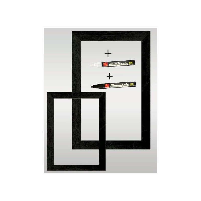 PANNEAU 330x430 mm Blackpool, PVC cristal, cadre bois noir + 1 feutre