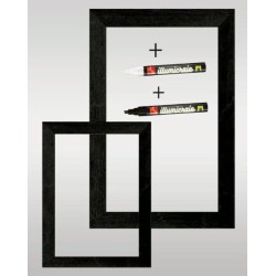PANNEAU 600x800 mm Blackpool, PVC cristal, cadre bois noir + 1 feutre
