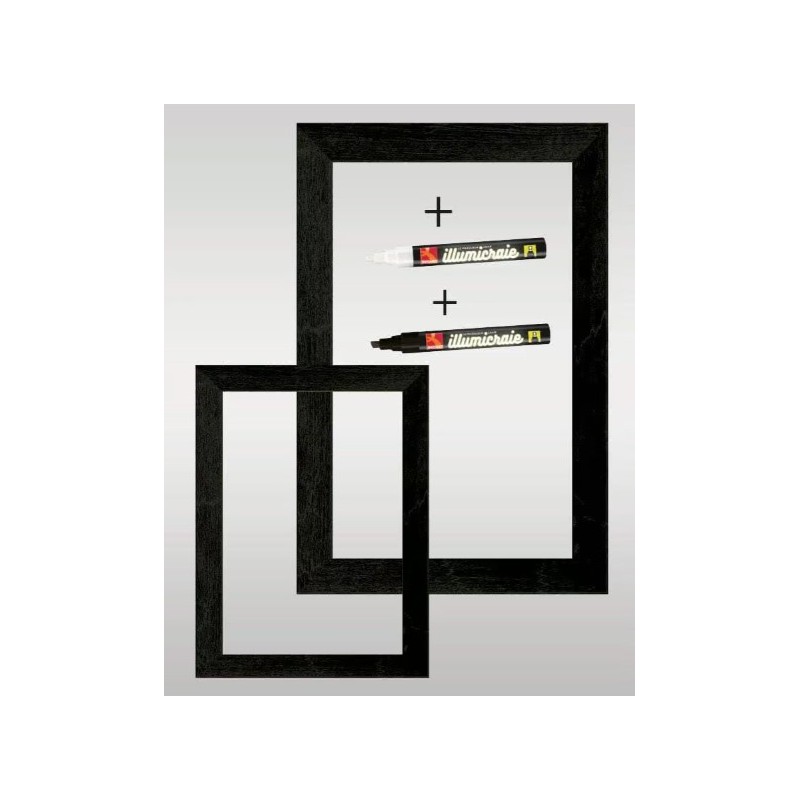 PANNEAU 600x800 mm Blackpool, PVC cristal, cadre bois noir + 1 feutre