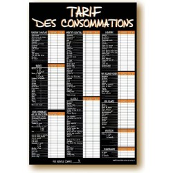 TARIF 400x600 mm À la craie orange Consommations + fil nylon