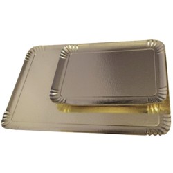 PLATEAU TRAITEUR CARTON - 280x190 mm - ARGENT VERSO OR (x25)