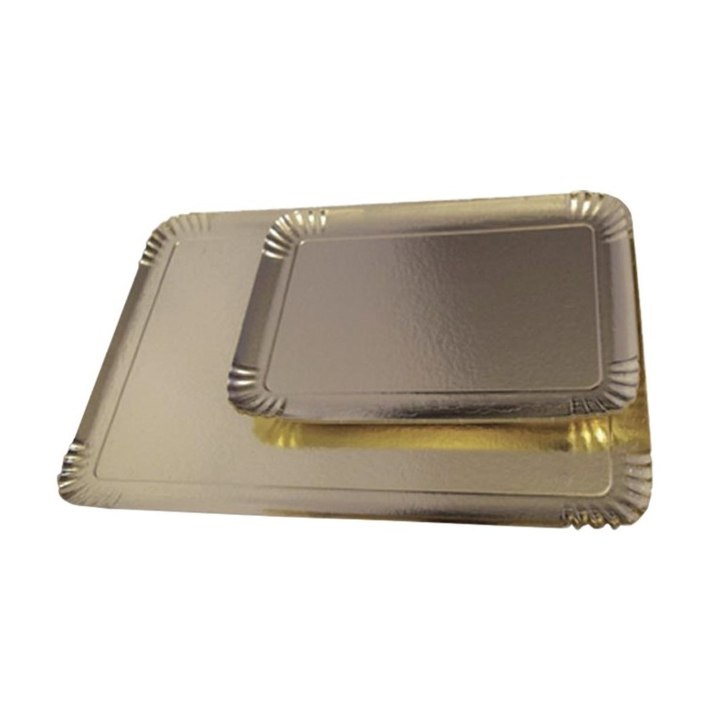 PLATEAU TRAITEUR CARTON - 420x320 mm - ARGENT VERSO OR (x25)