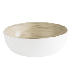 SALADIER ROND BOMBE MELAMINE IMITATION BOIS
