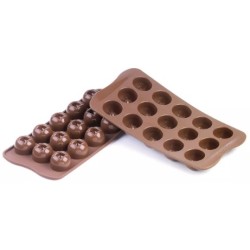 PLAQUE SILICONE CHOCOLAT - 15 boules Ø 28xht20 mm - 10ml