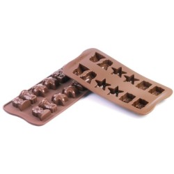 PLAQUE SILICONE CHOCOLAT - 12 sujets noël 34x34xht18.5 mm - 7ml