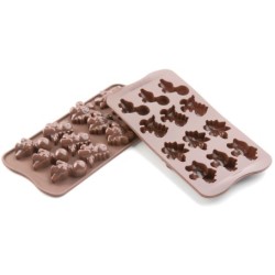 PLAQUE SILICONE CHOCOLAT - 12 dinosaures 40x33xht16 mm - 8ml