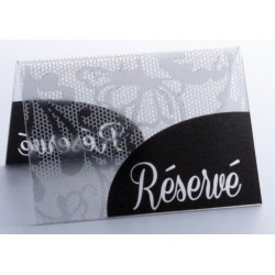 CHEVALET DE TABLE 70x50 mm Dentelle blanc "Réservé" (lot de 10)