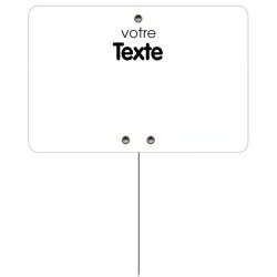 ETIQUETTE 105x70 mm blanche, à texte, sans roulettes, pique inox