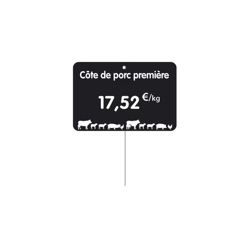 ETIQUETTE 105x70 mm noire, Tout Comprix Boucherie, à texte, pique ino