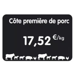 ETIQUETTE 120x80 mm noire, Tout Comprix Boucherie, à texte, sans piqu