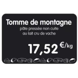 ETIQUETTE 120x80 mm noire, Tout Comprix Fromages, à texte, sans pique