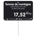 ETIQUETTE 105x70 mm noire, Tout Comprix Fromages, à texte, pique inox