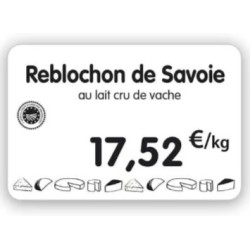 ETIQUETTE 105x70 mm blanche, Tout Comprix Fromages, à texte, sans piq