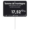 ETIQUETTE 120x80 mm noire, Tout Comprix Fromages, à texte, pique inox