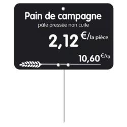 ETIQUETTE 105x70 mm noire, Tout Comprix Boul.Pât., à texte, pique ino