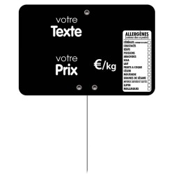 ETIQUETTE 105x70 mm noire, Tout Comprix Allergènes, à texte, pique in