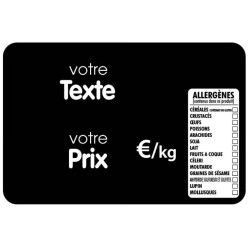 ETIQUETTE 120x80 mm noire, Tout Comprix Allergènes, à texte, sans piq