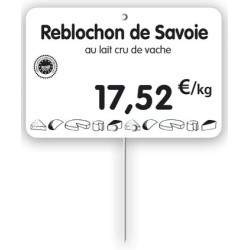 ETIQUETTE 80x60 mm blanche, Tout Comprix Fromages, à texte, pique ino