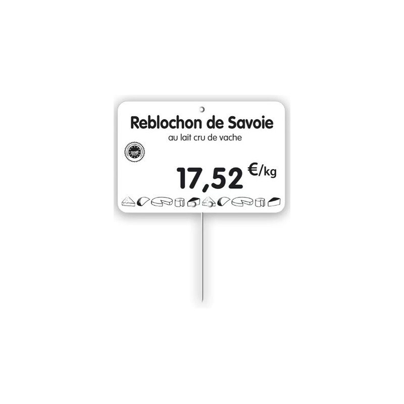 ETIQUETTE 80x60 mm blanche, Tout Comprix Fromages, à texte, pique ino