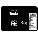 ETIQUETTE 80x60 mm noire, Tout Comprix Allergènes, à texte, sans piqu