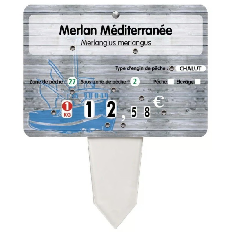 ETIQUETTE 140x100 mm Tribord, à texte, 8 roulettes, patte PVC cristal