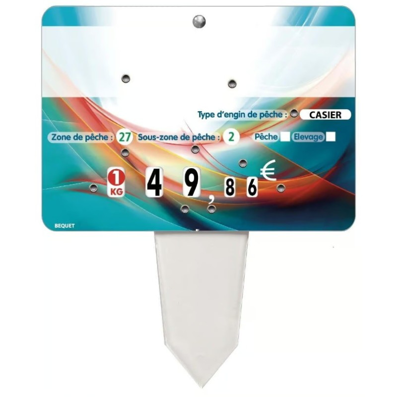 ETIQUETTE 140x100 mm Lagon, neutre, 8 roulettes, patte PVC cristal (l