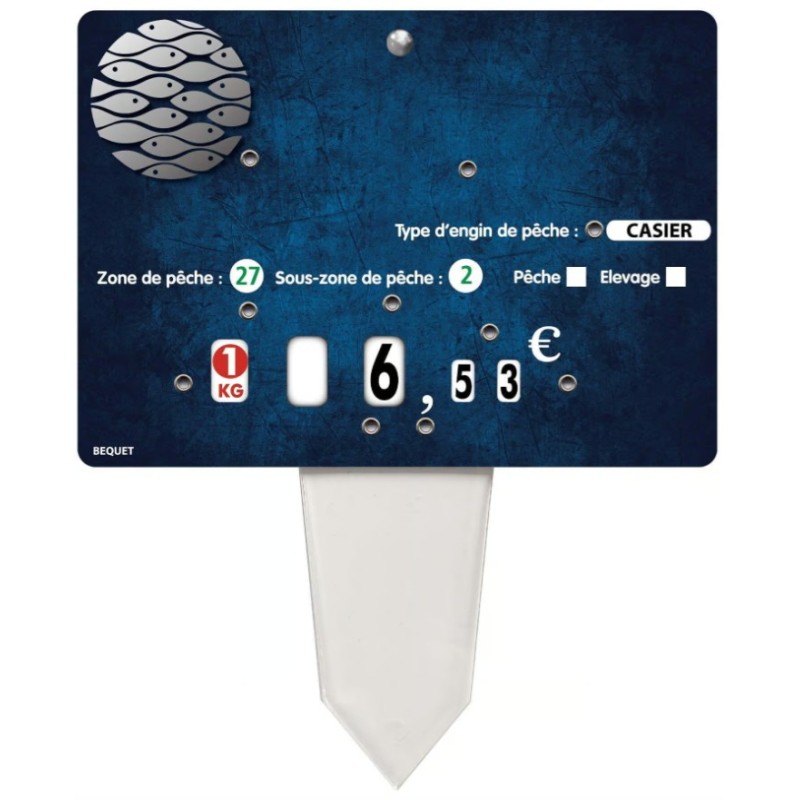 ETIQUETTE 140x100 mm Marina, neutre, 8 roulettes, patte PVC cristal (