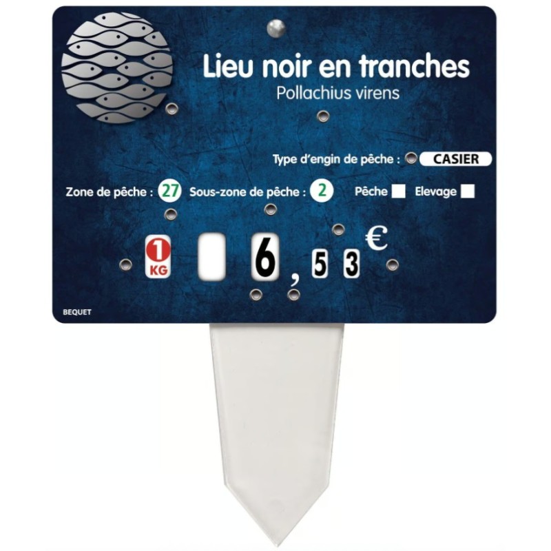 ETIQUETTE 140x100 mm Marina, à texte, 8 roulettes, patte PVC cristal