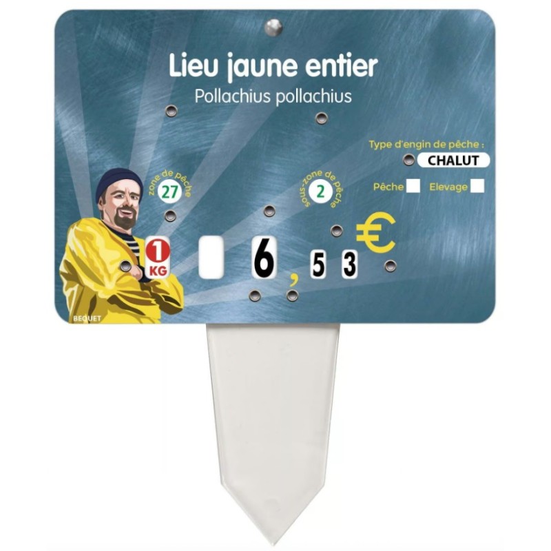 ETIQUETTE 140x100 mm Colin, à texte, 8 roulettes, patte PVC cristal