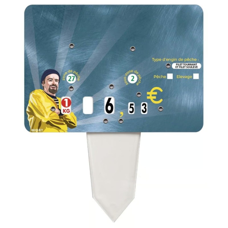 ETIQUETTE 140x100 mm Colin, neutre, 8 roulettes, patte PVC cristal (l